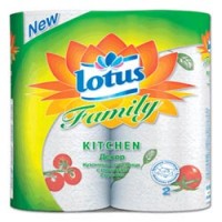 Полотенце бумажное LOTUS Family Kitchen Decor, 2-х слойное, спайка 2шт.х19м, с рис, 199402,ш/к 51088