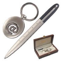 Набор GALANT "Exclusive Collection": ручка, брелок, хром/никель, подар.коробка (дерево), 140945