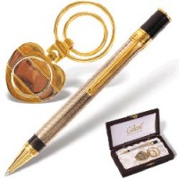 Набор GALANT "Exclusive Collection": ручка, брелок,золот./серебр., дер. подар.кор.шелк,14880