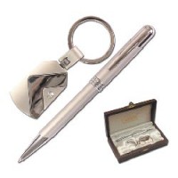 Набор GALANT "Exclusivе Collection": ручка, брелок, серебр./никель, подар.коробка (дерево), 140949