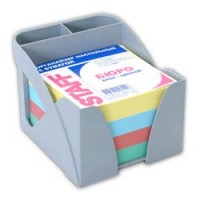 Блок для записей STAFF "Бюро" в подставке серой, куб 9*9*6 цветной, 230454 ПЛС