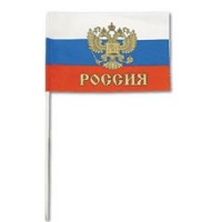 Флаг РФ с золотым гербом (15*22) + флагшток