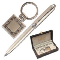 Набор GALANT "Exclusivе Collection": ручка, брелок, хром/никель, подар.коробка (дерево), 140948