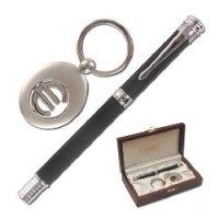 Набор GALANT "Exclusivе Collection": ручка, брелок, черн./никель, подар.коробка (дерево), 140946