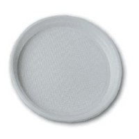 Одноразовая тарелка пластик. десертная, d=165мм, белая/бесцветная (прозрачн), ПП, для хол/гор, ФОПОС