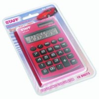 Калькулятор STAFF карманный металлический STF-215 красный, 10 разрядов, двойное питание, НА БЛИСТЕРЕ
