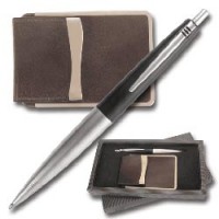 Набор подарочный: ручка, визитница, кожа, карт. кор. МН-093