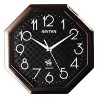 Часы настен. REITER RG-45R восьмигранник, черные, 28,8x28,3x3,7 см