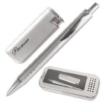 Набор подарочный: ручка, зажигалка, серебрист., метал.кор. TF-207