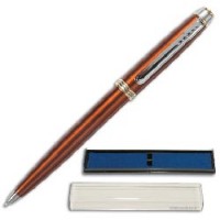 Ручка шариковая BRAUBERG бизнес-класса "Grace Red", корпус коричн., хром. детали,140765,синяя