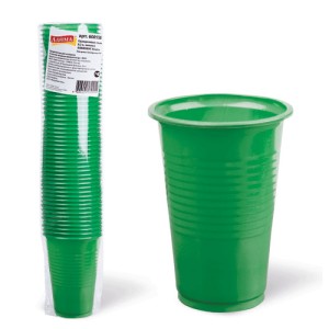 Одноразовый стакан пластиковый 0,2л, зеленый, ПП, для хол/гор.