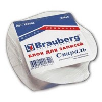 Блок для записей BRAUBERG проклеенный, спираль 8*8*4, белая, 121542