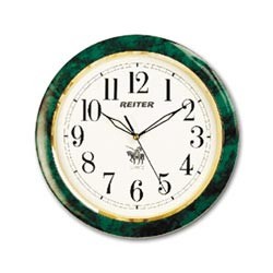 Часы настен. REITER RG-83I круг белые, зеленая мраморная рамка, 28,8х28,8х3,7 см