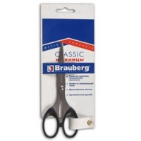 Ножницы BRAUBERG "CLASSIC" 160мм, чёрные, в карт. упак. с европодвесом, арт.230933
