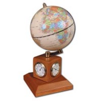 Глобус на подставке с часами, термометром и гигрометром GALANT (цвет- вишн. дер) 231179
