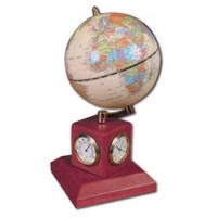 Глобус на подставке с часами, термометром и гигрометром GALANT (цвет- красн дер.) 231180
