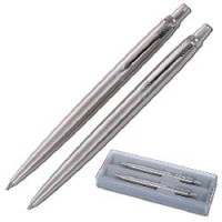 Набор PARKER Jotter Steel СТ ручка шариковая+карандаш, корпус нерж. сталь, хромированные детали