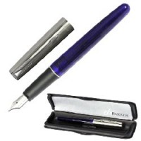 Ручка перьевая PARKER Frontier Translucent корпус синий, хромированные детали