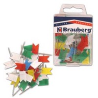 Булавки-флажки маркировочные BRAUBERG цветные, 50 шт., в пласт. коробке с европодвесом, 221537