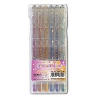 Набор гелевых ручек CROWN "Glitter pen" (Люрекс) 6 цветов MTJ-500GL/6, толщ. письма 0,5 мм