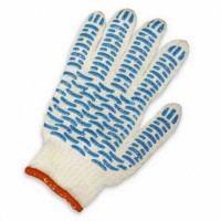 Перчатки хлопчато-бумажные "Профи/Мастер", с защитой от скольжения ПВХ (волна), плотные