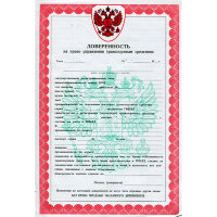 Бланк документа Автодоверенность, большая с Российским орлом, 20*14 см, ДБ
