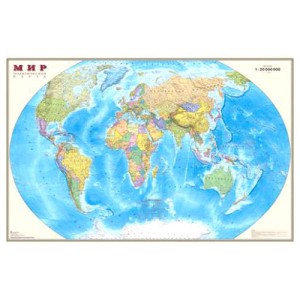 Карта настенная "Мир. Полит. карта", М-1:35 000 000, размер 90*58см, ламинир., 154