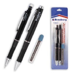Набор BRAUBERG (шар.ручка+мех.карандаш 0,5мм+грифели 12 шт.) на блистере, 140661