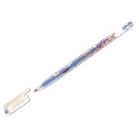 Ручка гелевая CROWN (Люрекс), MTJ-500GLD толщ письма 1 мм, синяя с блестками
