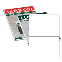 Этикетка самоклеящаяся LOMOND на листе формата А4, 4 этик.,размер 105*148,5 мм, белая, 50л.(2100025)