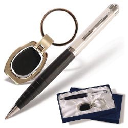 Набор GALANT "Classic Collection": ручка, брелок, серебр./черный, подар.кор.бархат, арт. 140874