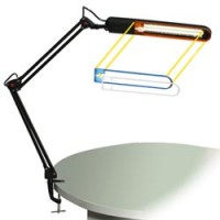 Настольная лампа КТ035С_Bl на струбцине, люминесцент, 11Вт, чёрная+2рамки (жел,син), высота60см, 2G7