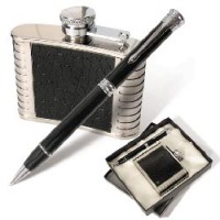 Набор GALANT "Classic Collection": ручка, фляжка, серебр./черный,подар.кор.шелк, арт. 140877