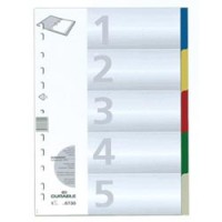 Разделитель пластиковый DURABLE (Германия) для папок А4, цифровой 1-5, цветной, 6730-27