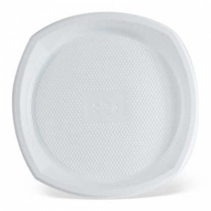Одноразовая тарелка пластиковая 3-х секционная, d=220мм, белая, ПП, для хол/гор., ФОПОС