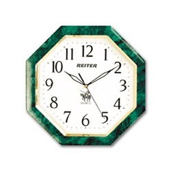 Часы настен. REITER RG-83X восьмигран. белый зеленая рамка, 28,5х28,5х3,7 см