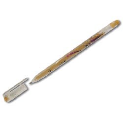 Ручка гелевая CROWN (Люрекс), MTJ-500GLD толщ. письма 1 мм, золотая с блестками